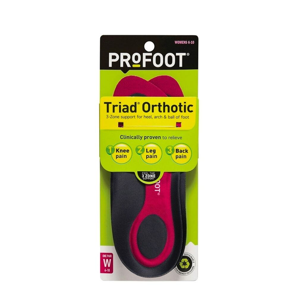 PROFOOT Triad Orthotics Women's 6-10 - 1 Pair, Relieves Knee,‎ Leg & Back Pain